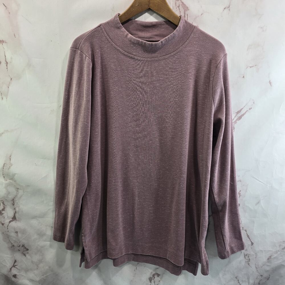 Duluth Trading Pullover Women XL Pink Tunic Heavyweight Shirt Mock Long Sleeve